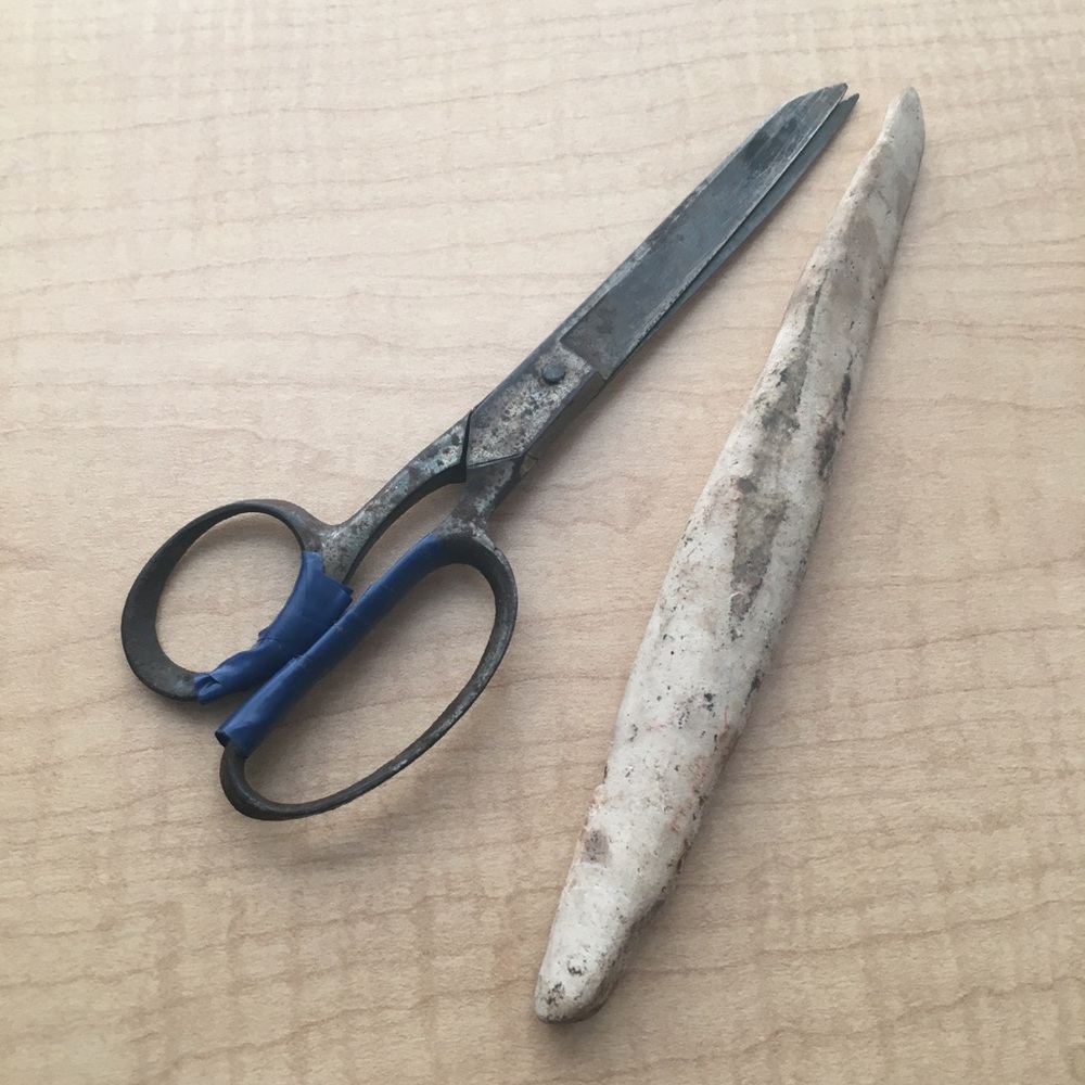 LP Vintage Steel Tailor's Sheers Scissors + Sharpening Stone